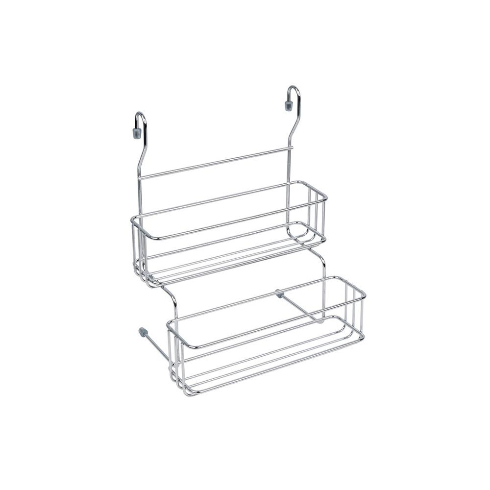 Полка на рейлинг для банок двухъярусная малая 240х195х295 мм хром (MX-068)