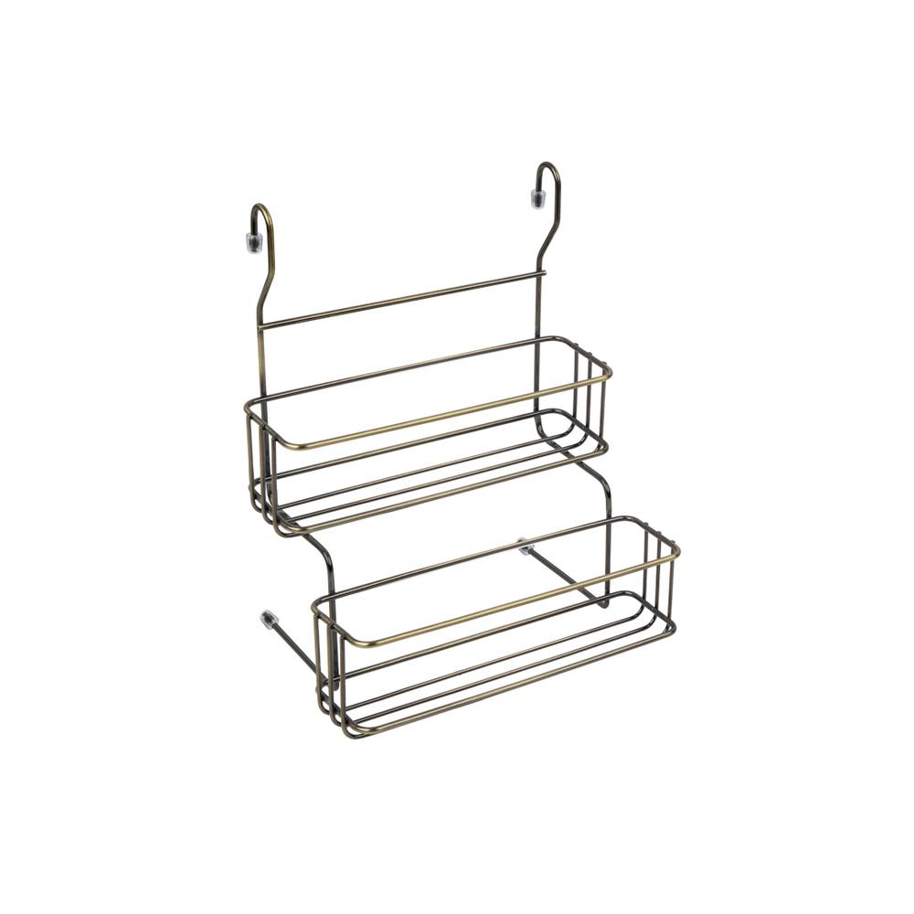 Полка на рейлинг для банок двухъярусная малая 240х195х295 мм античная бронза (MX-068 AB)