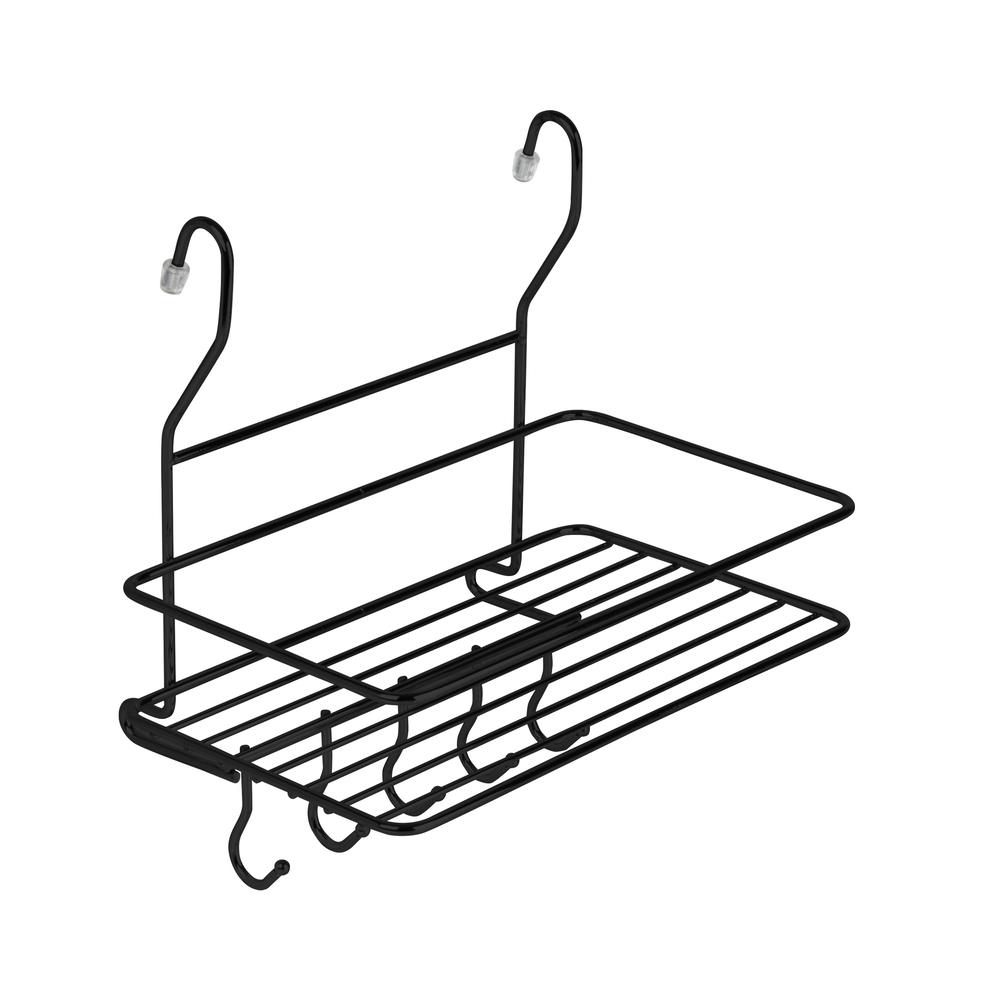 Полка на рейлинг большая с крючками 260х180х265 мм черная матовая (MX-403 BL)