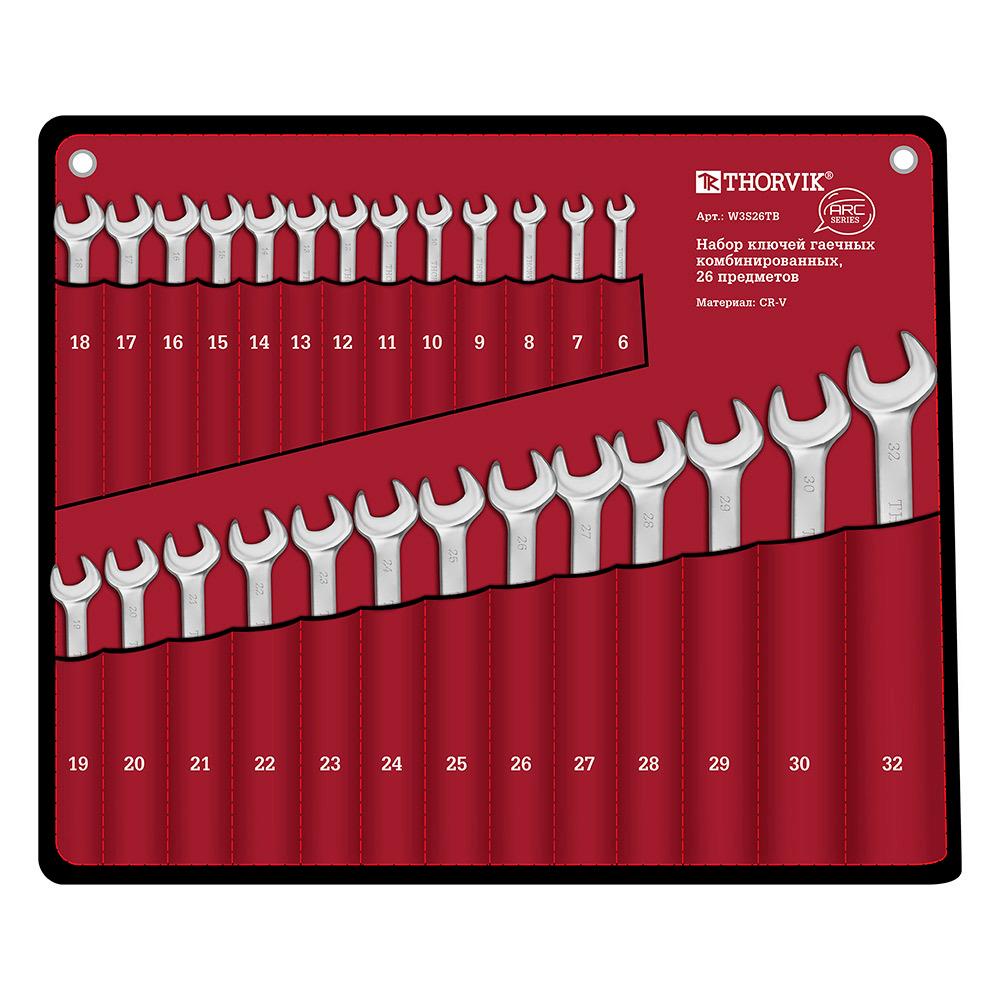 Набор комбинированных ключей Thorvik Arc 6-32 мм (26 шт.) в сумке