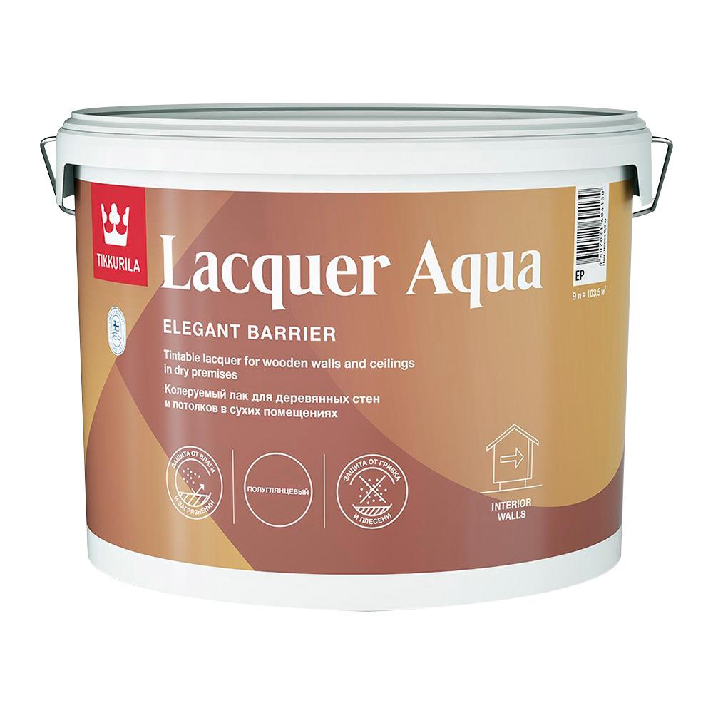 Лак акриловый Tikkurila Lacquer Aqua основа ЕР бесцветный 9 л полуглянцевый