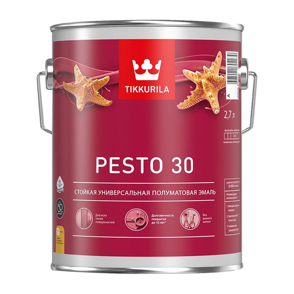 Эмаль алкидная Tikkurila Pesto 30 база А полуматовая 2,7 л