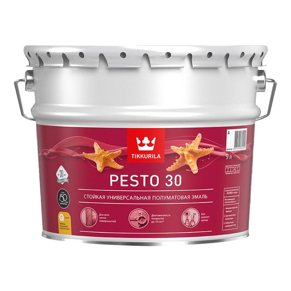 Эмаль алкидная Tikkurila Pesto 30 база А полуматовая 9 л