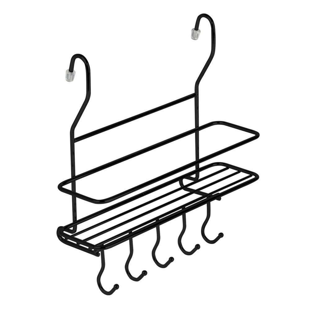 Полка на рейлинг с крючками 260х100х265 мм черная матовая (MX-402 BL)