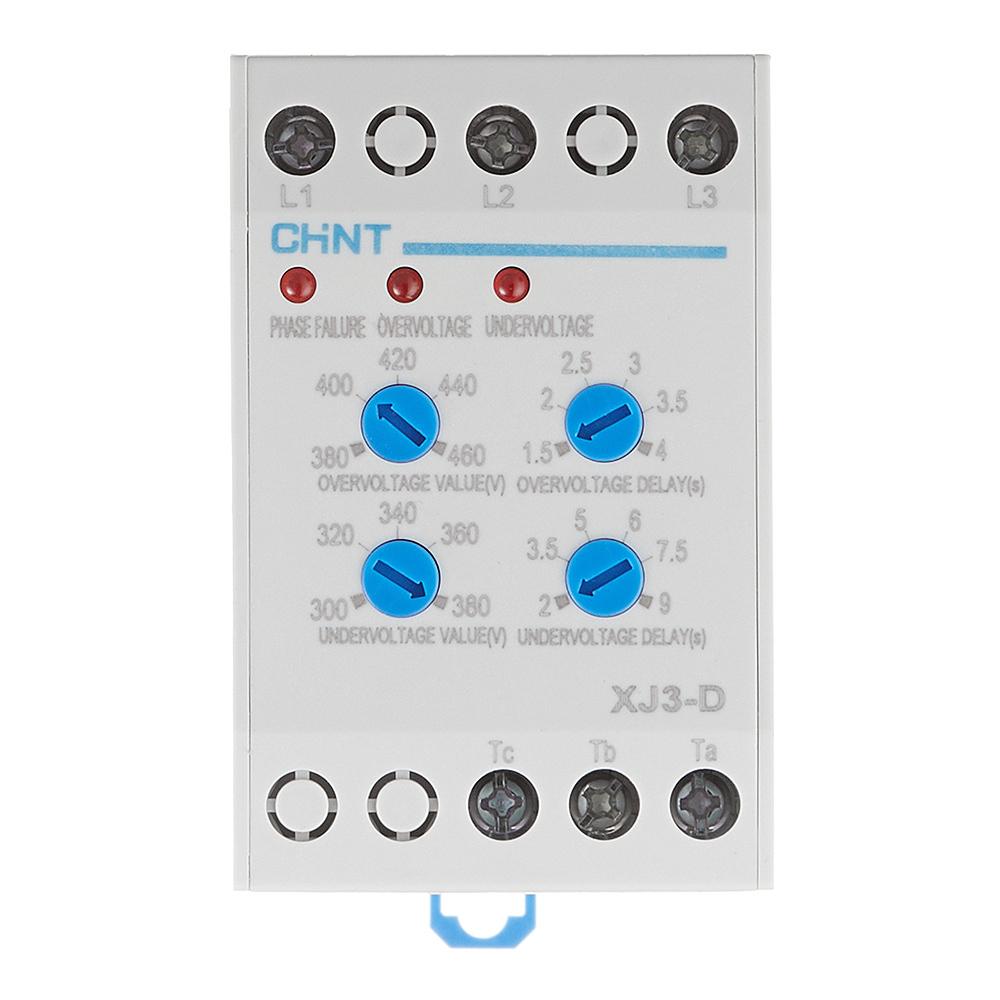 Реле контроля фаз модульное Chint XJ3-D (284003) T1-T2 380 В 5 А тип AC 1P