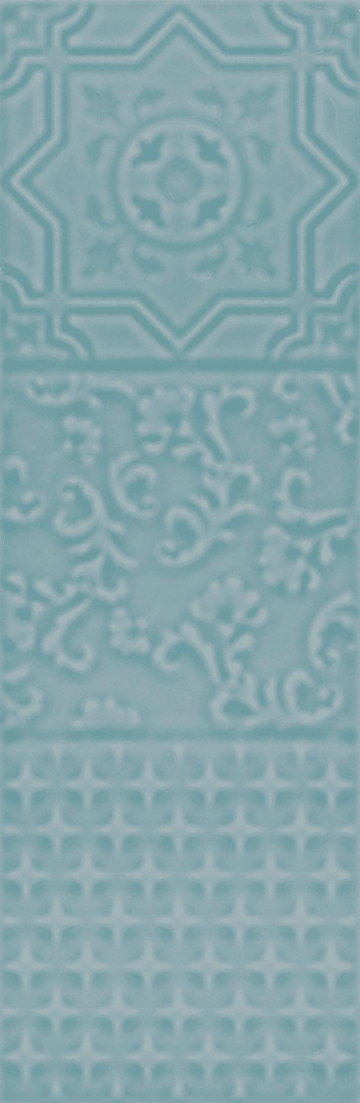 Плитка облицовочная Monopole Esencia relieve blue brillo глянцевая микс из 6 плиток 300х100x8 мм (34 шт.=1,02 кв.м)