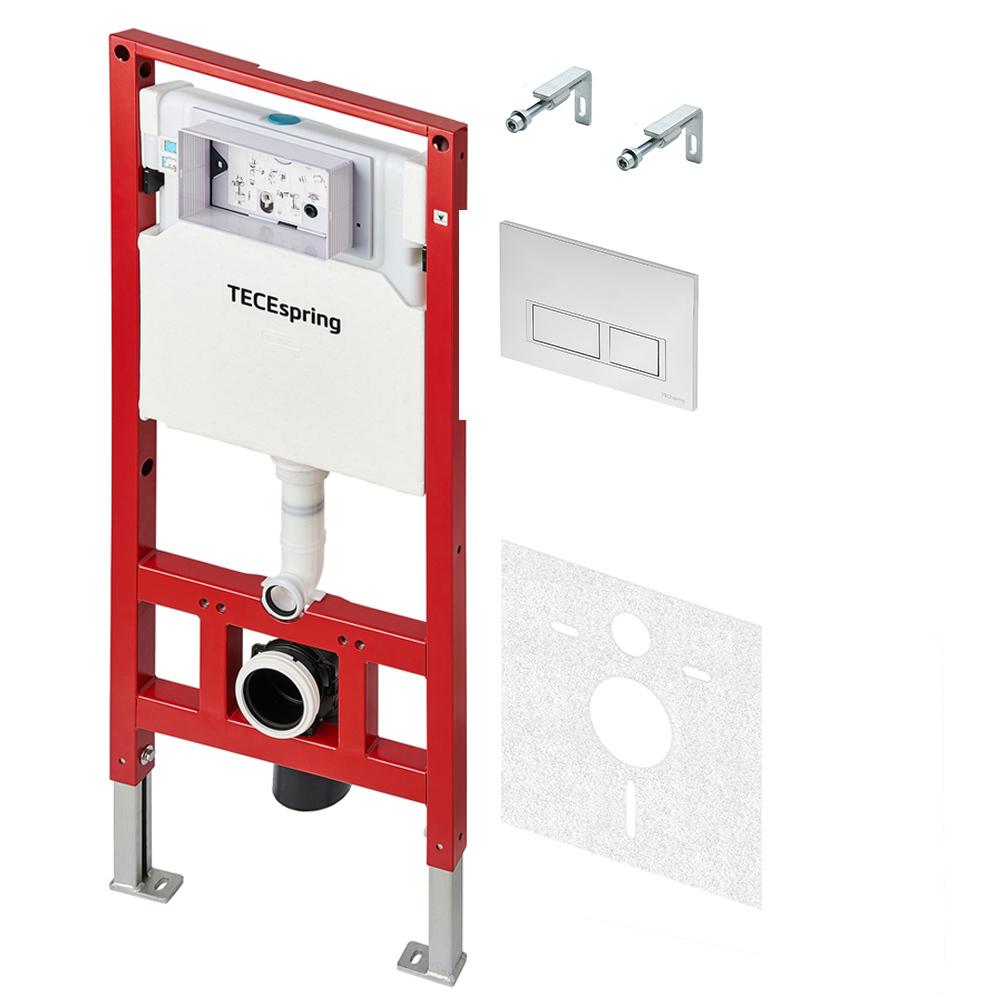 Инсталляция Tece Spring для подвесного унитаза с кнопкой хром со звукоизоляцией (S955201)