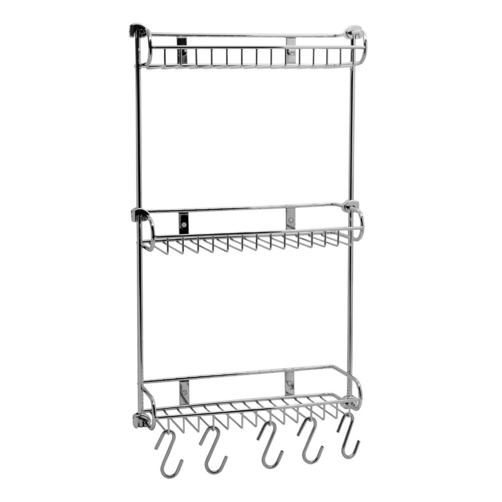 Полка для ванной WasserKraft с крючками 130х326х542 мм металл хром (K-1433)
