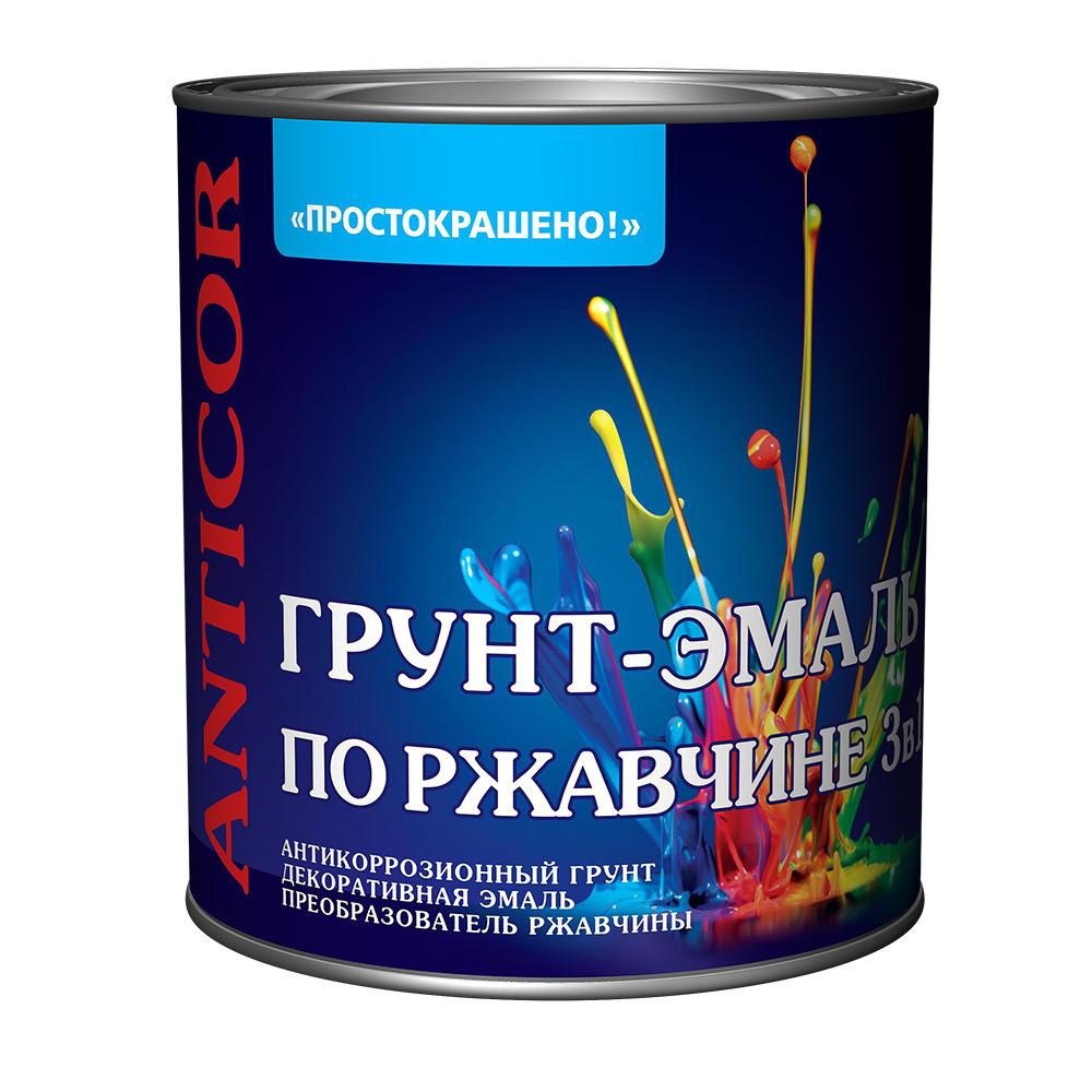 Грунт-эмаль по ржавчине 3в1 Простокрашено серая глянцевая 0,8 кг