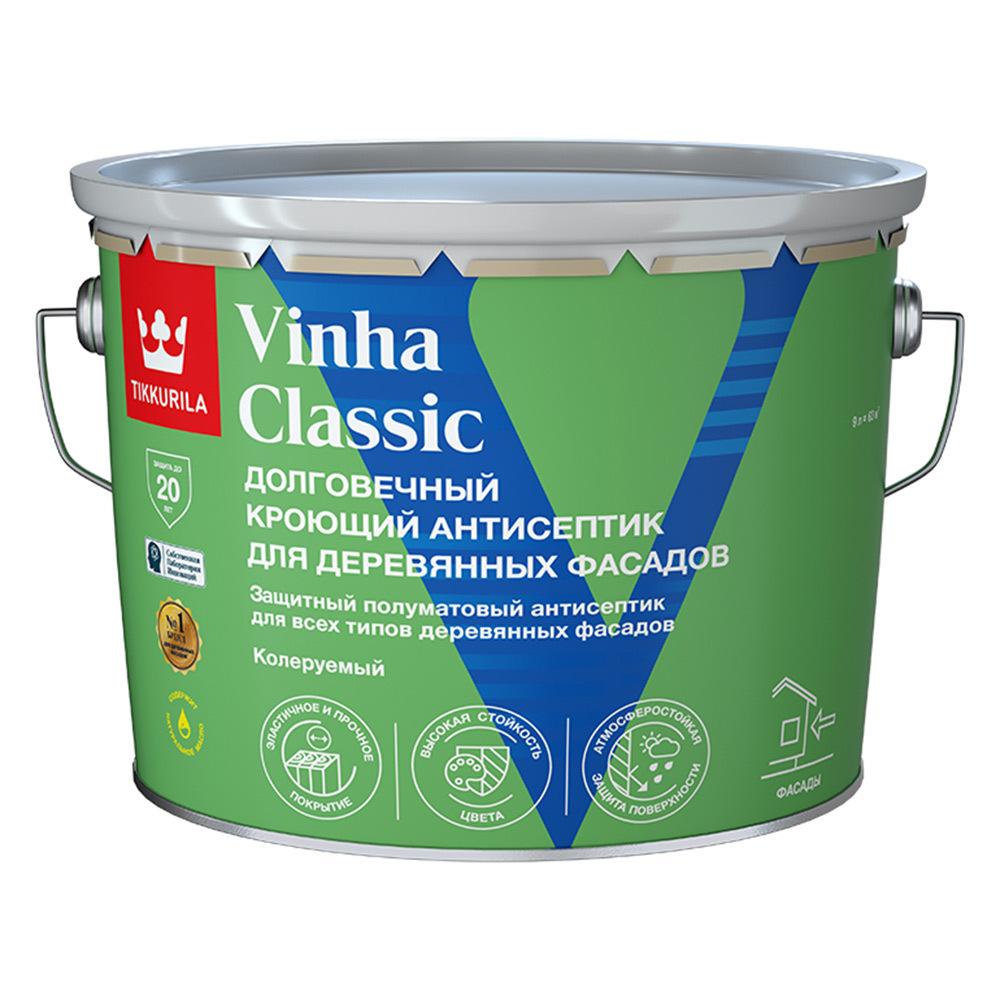 Антисептик Tikkurila Vinha Classic кроющий декоративный для дерева бесцветный база VC 9 л