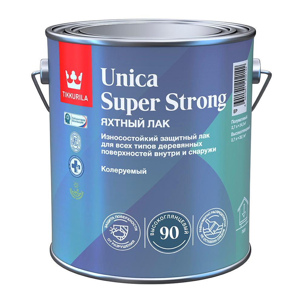 Лак алкидно-уретановый яхтный Tikkurila Unica Super Strong основа EP бесцветный 2,7 л высокоглянцевый