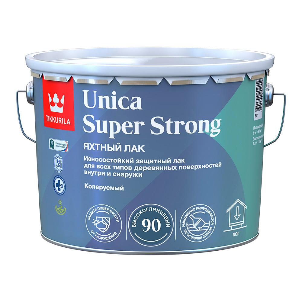 Лак алкидно-уретановый яхтный Tikkurila Unica Super Strong основа EP бесцветный 9 л высокоглянцевый