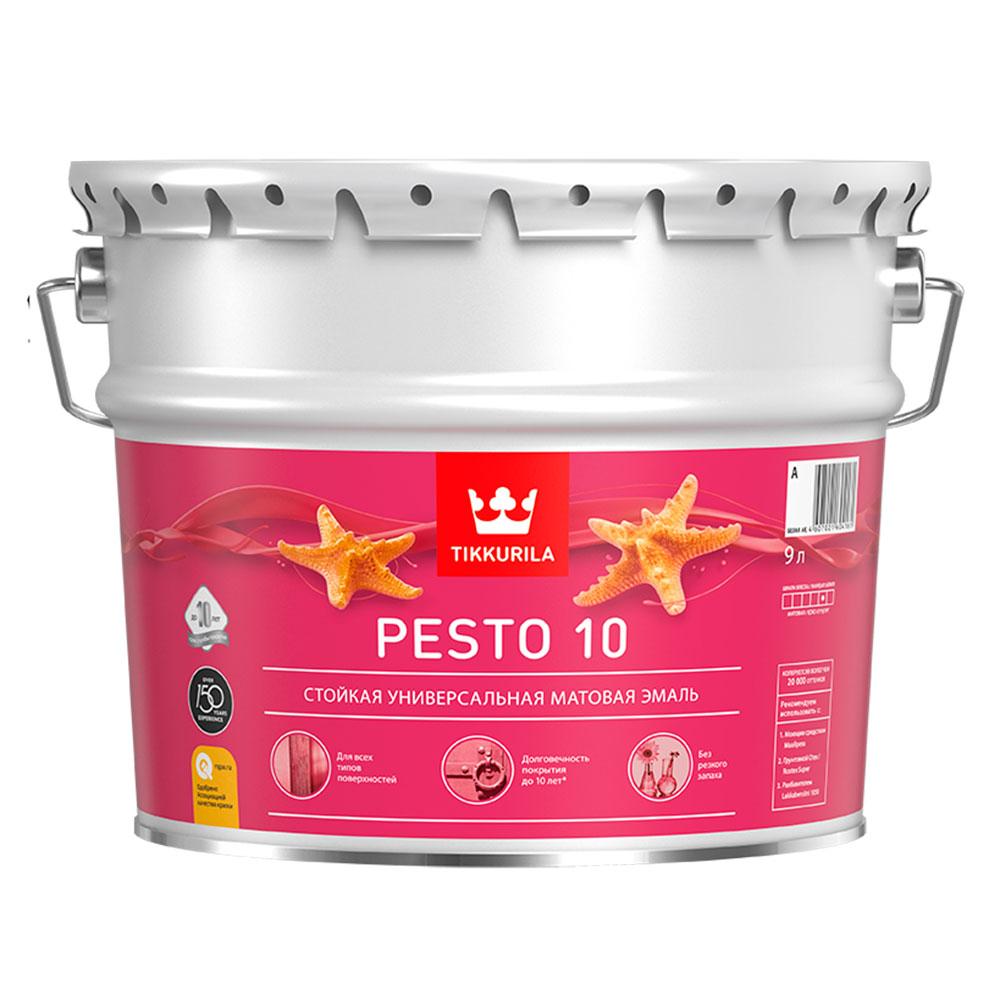 Эмаль алкидная Tikkurila Pesto 10 база A матовая 9 л