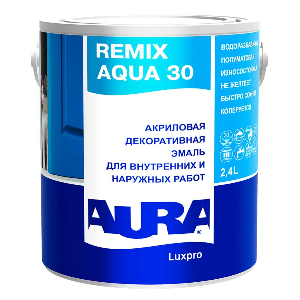 Эмаль акриловая Aura Remix Aqua 30 основа TR бесцветная полуматовая 2,4 л