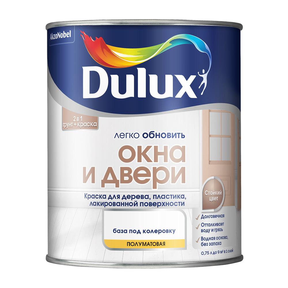 Краска Dulux Окна и Двери основа BW белая полуматовая 0,75 л