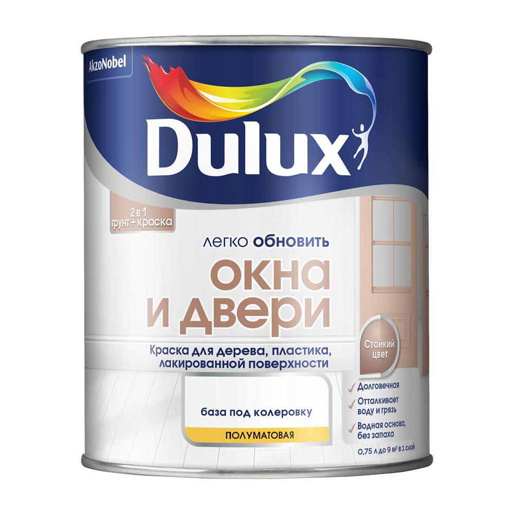 Краска Dulux Окна и Двери основа BC бесцветная полуматовая 0,75 л