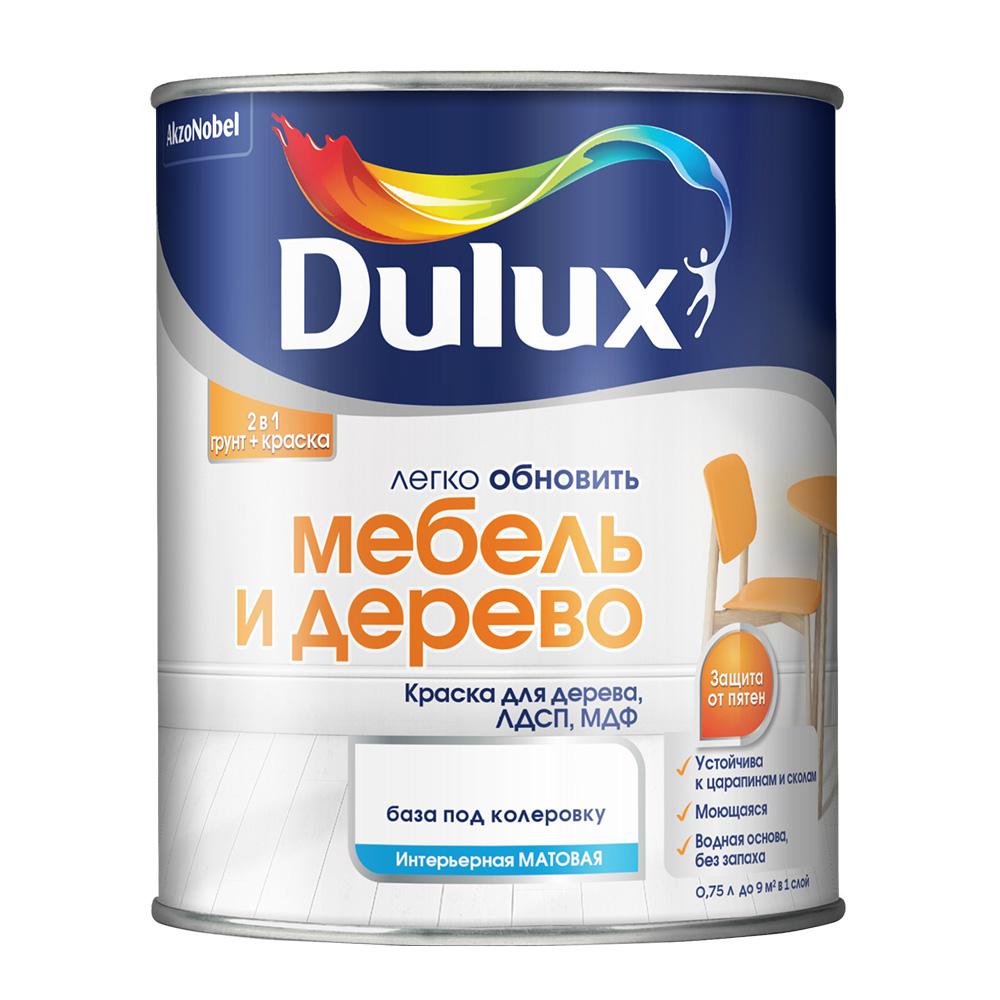 Краска Dulux Мебель и Дерево основа BC бесцветная матовая 0,75 л