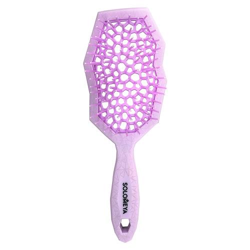 Wide teeth air cushion brush for wet&dry hair Lilac Массажная расческа для сухих и влажных волос с широкими зубьями сиреневая