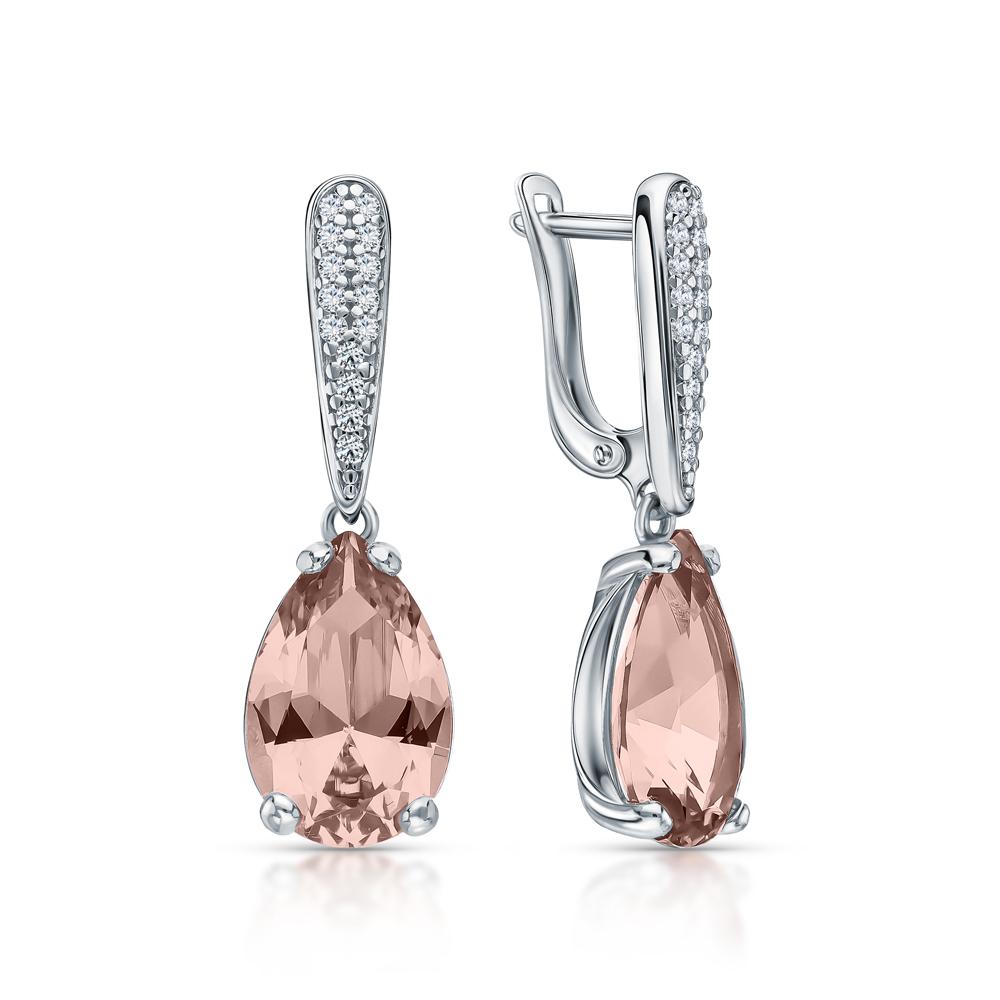 Серьги из серебра с ситаллами и фианитами