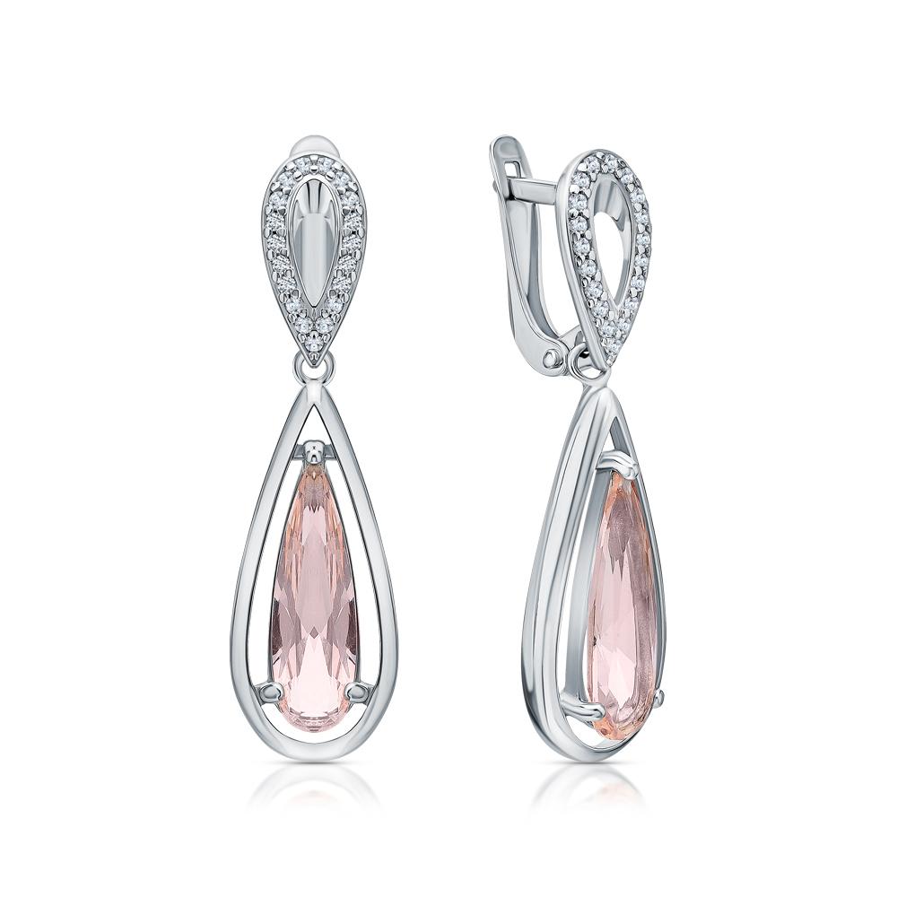 Серьги из серебра с ситаллами и фианитами