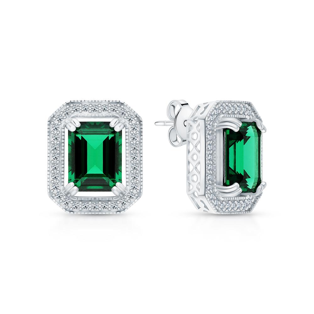 Серьги из серебра с ситаллами и фианитами
