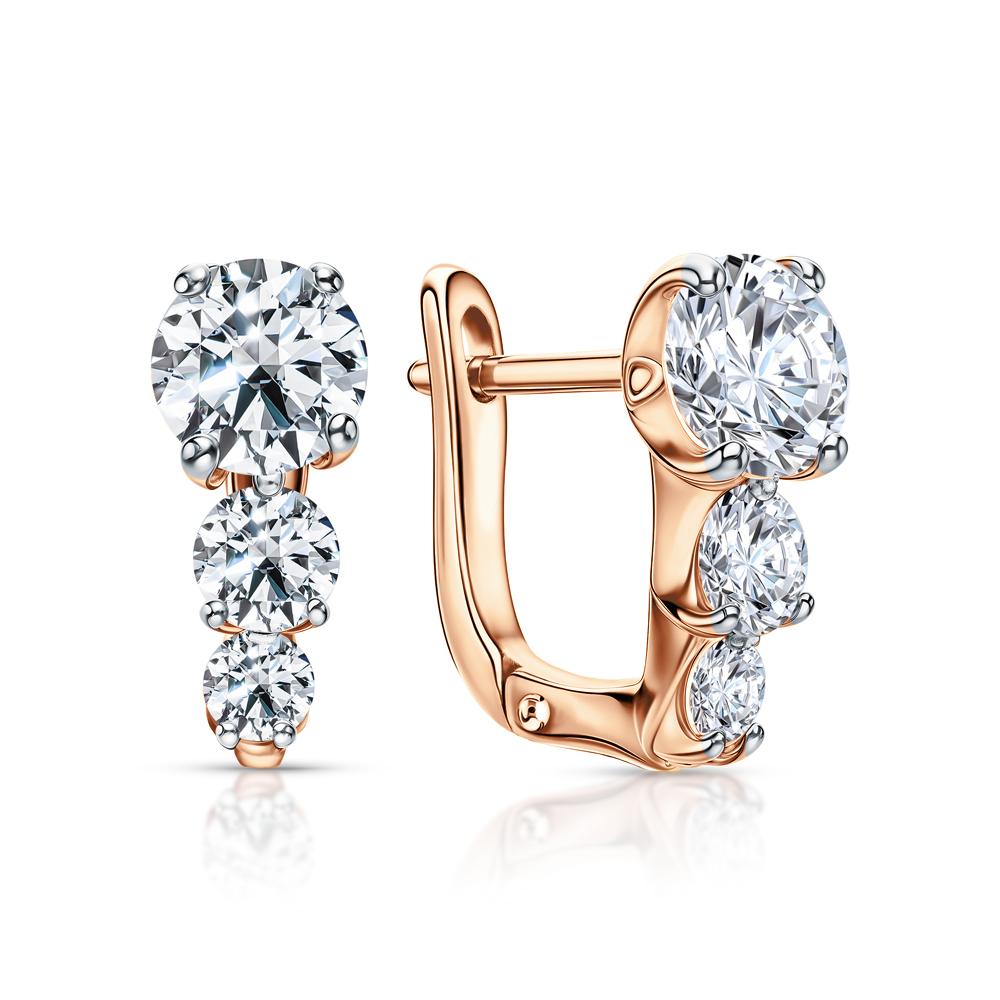 Серьги из серебра с фианитами