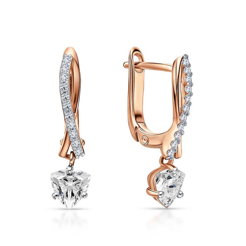 Серьги из серебра с фианитами