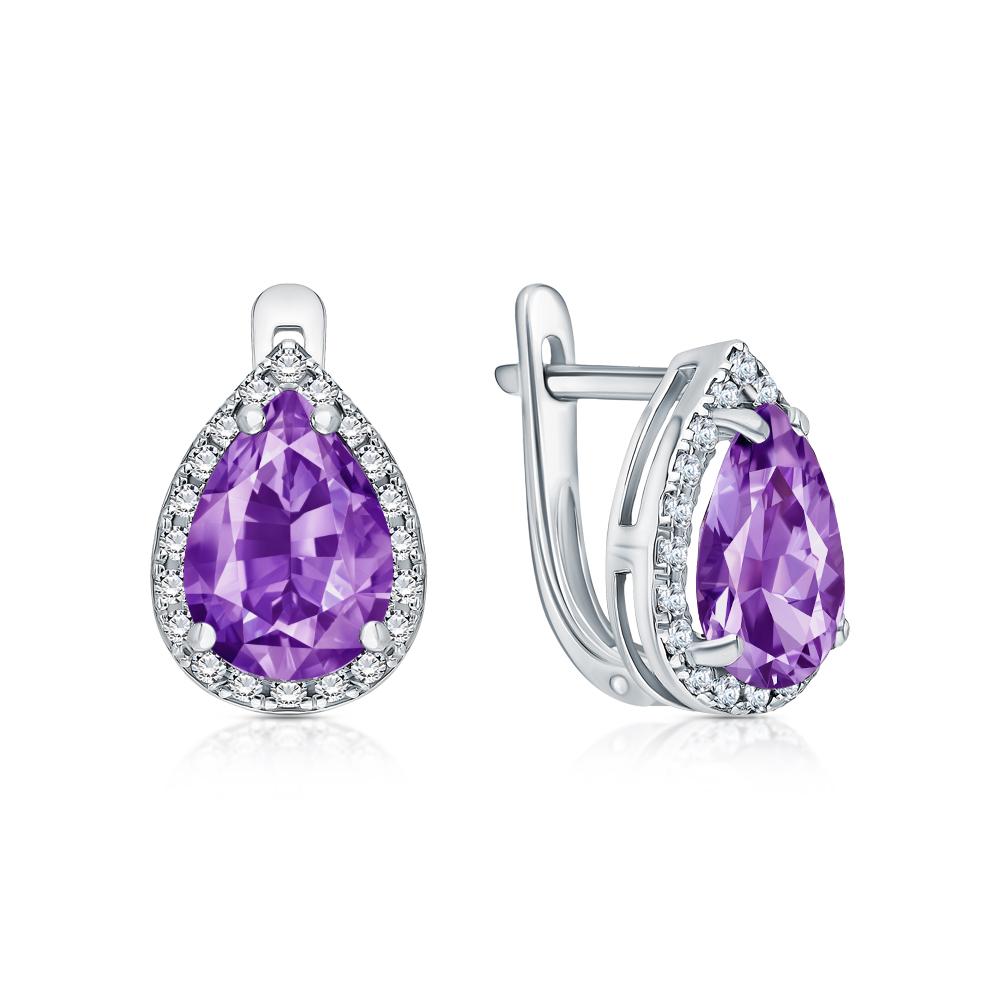 Серьги из серебра с фианитами