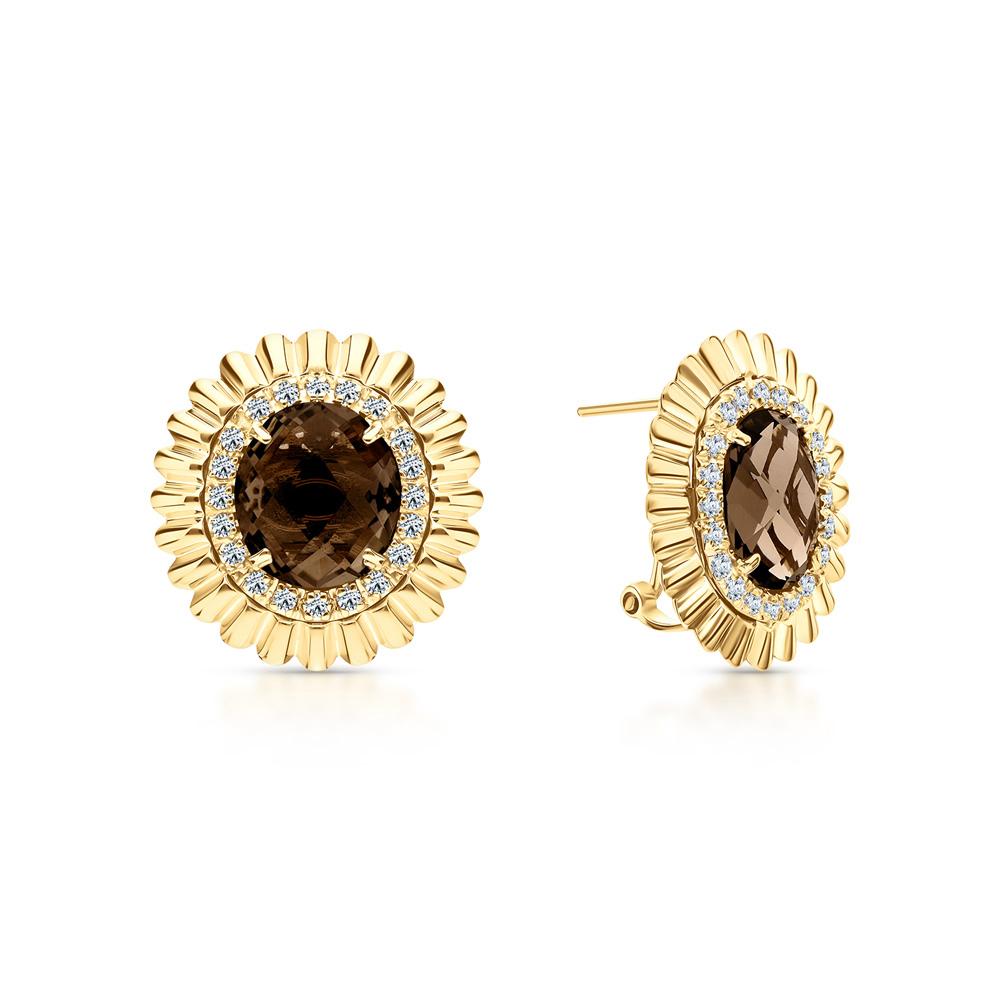 Серьги из золота с кварцами и фианитами