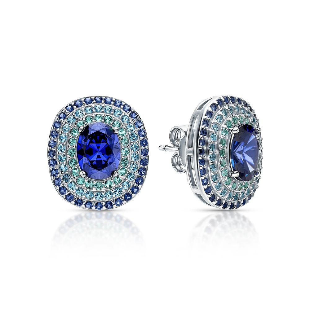 Серьги из серебра с фианитами