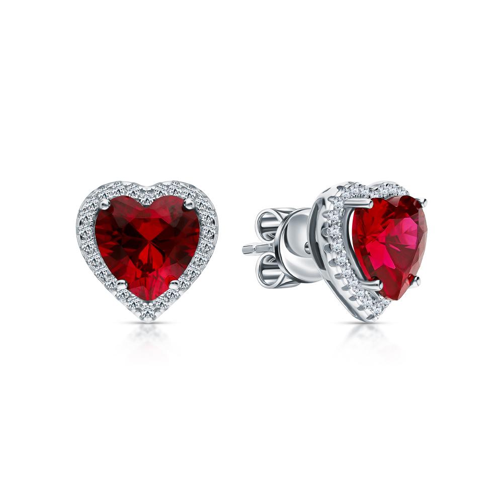 Серьги из серебра с корундами и фианитами