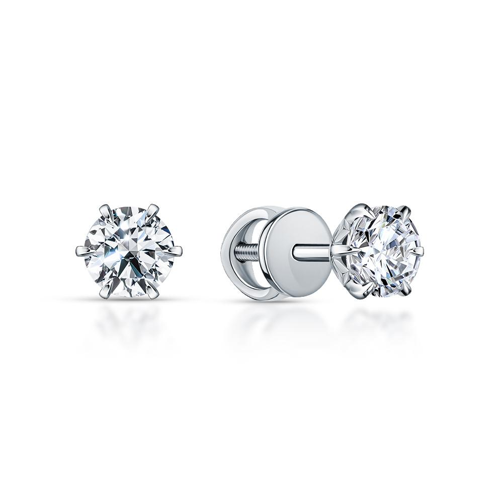 Серьги из белого золота с бриллиантами выращенными