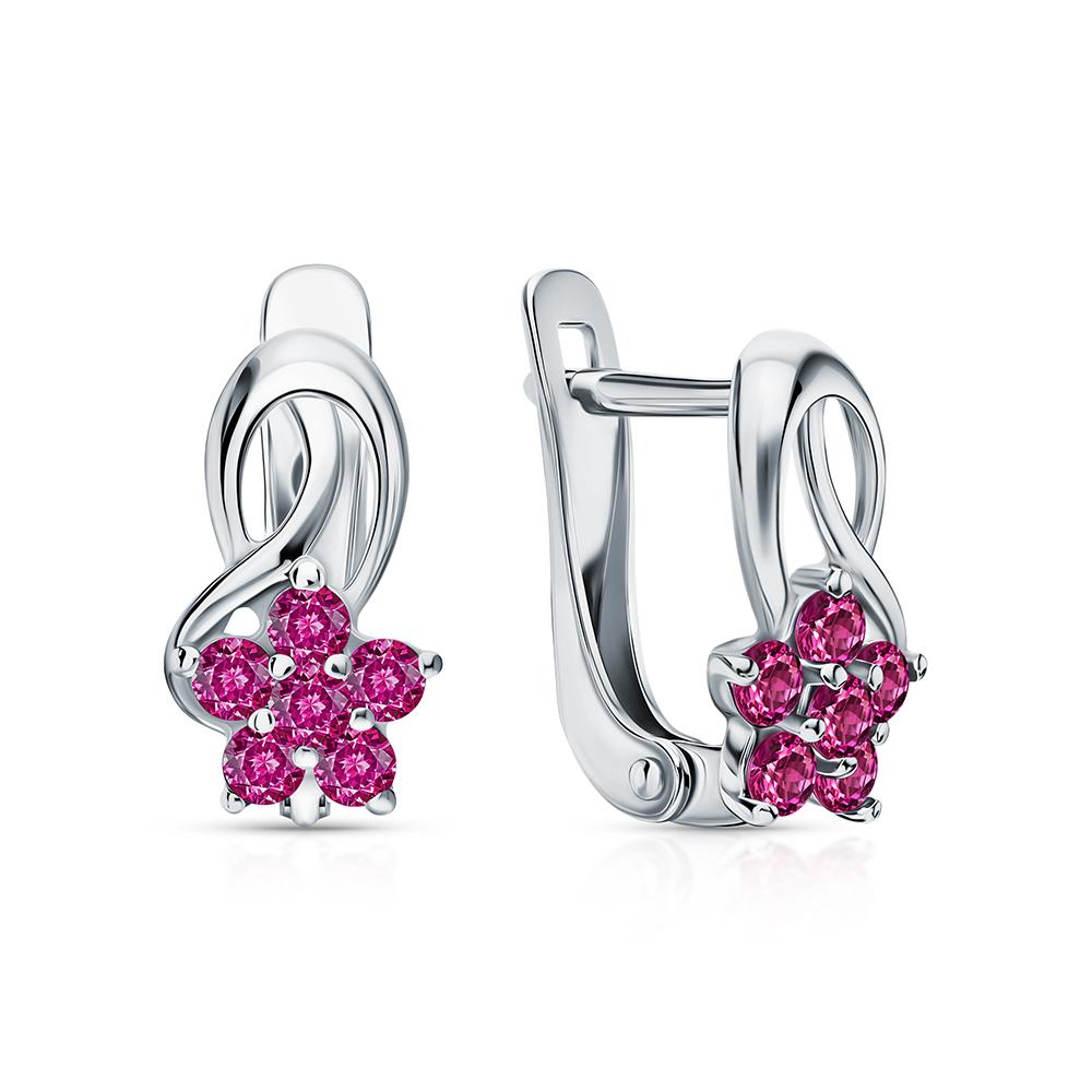 Серьги из серебра с корундами