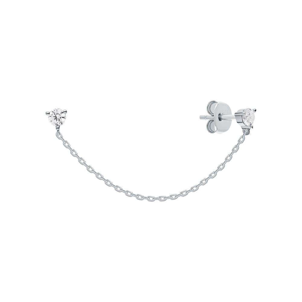 Серьга из серебра с фианитами