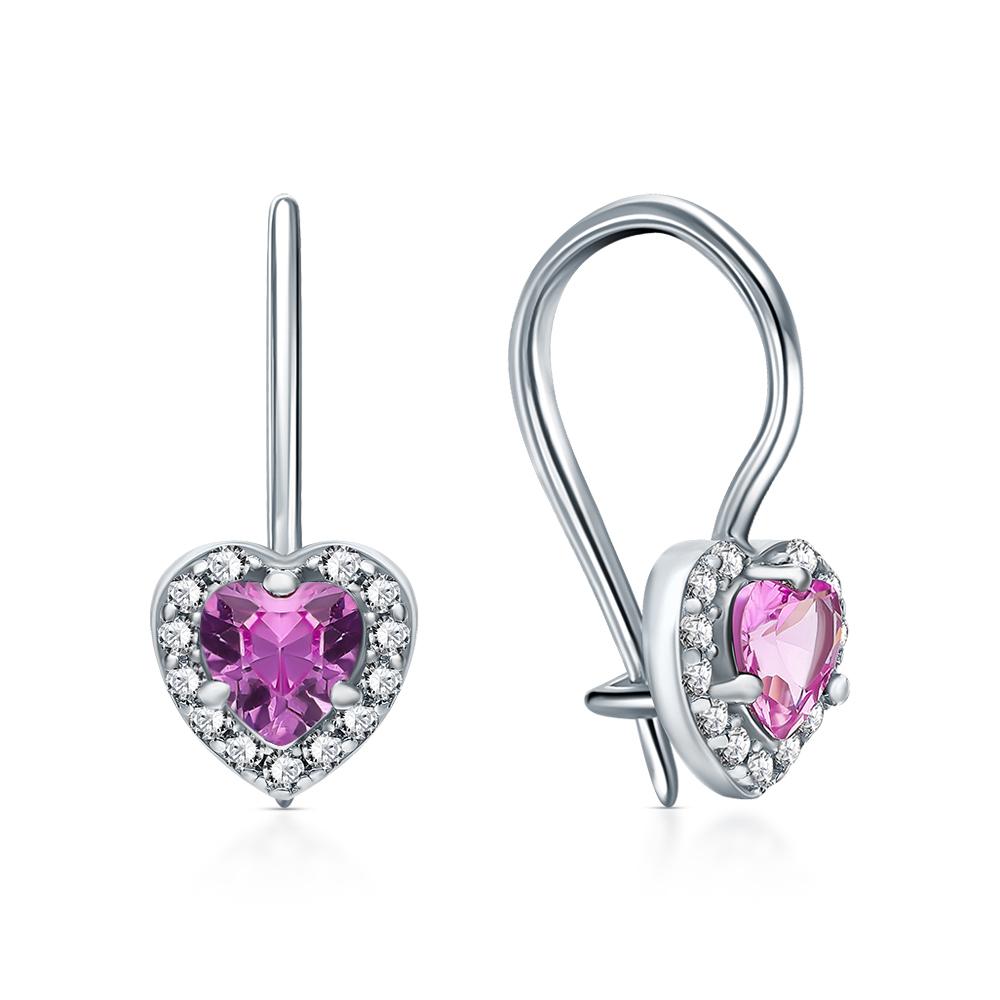 Серьги из серебра с корундами и фианитами