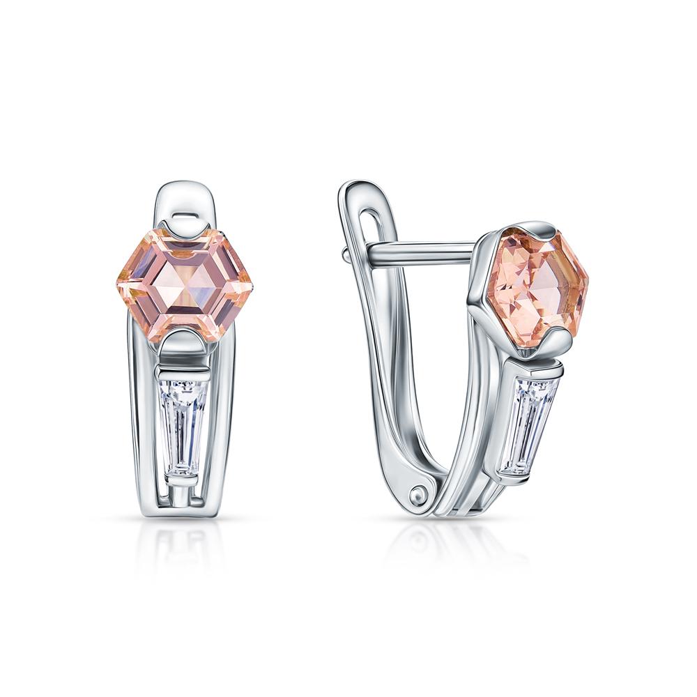 Серьги из серебра с ситаллами и фианитами