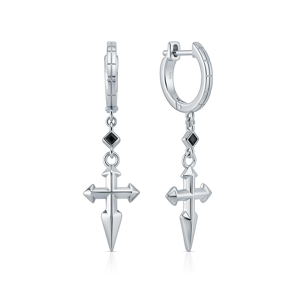Серьги из серебра с фианитами