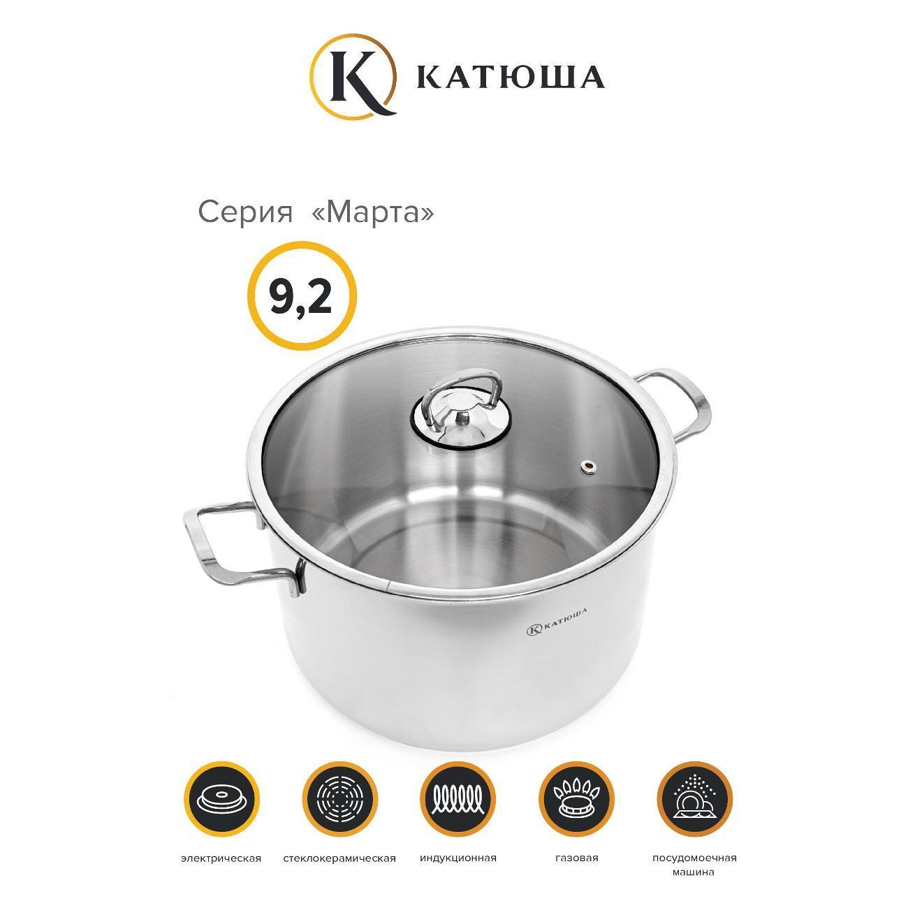 Катюша | Кастрюля Катюша Марта. 9.2л. 30х14см