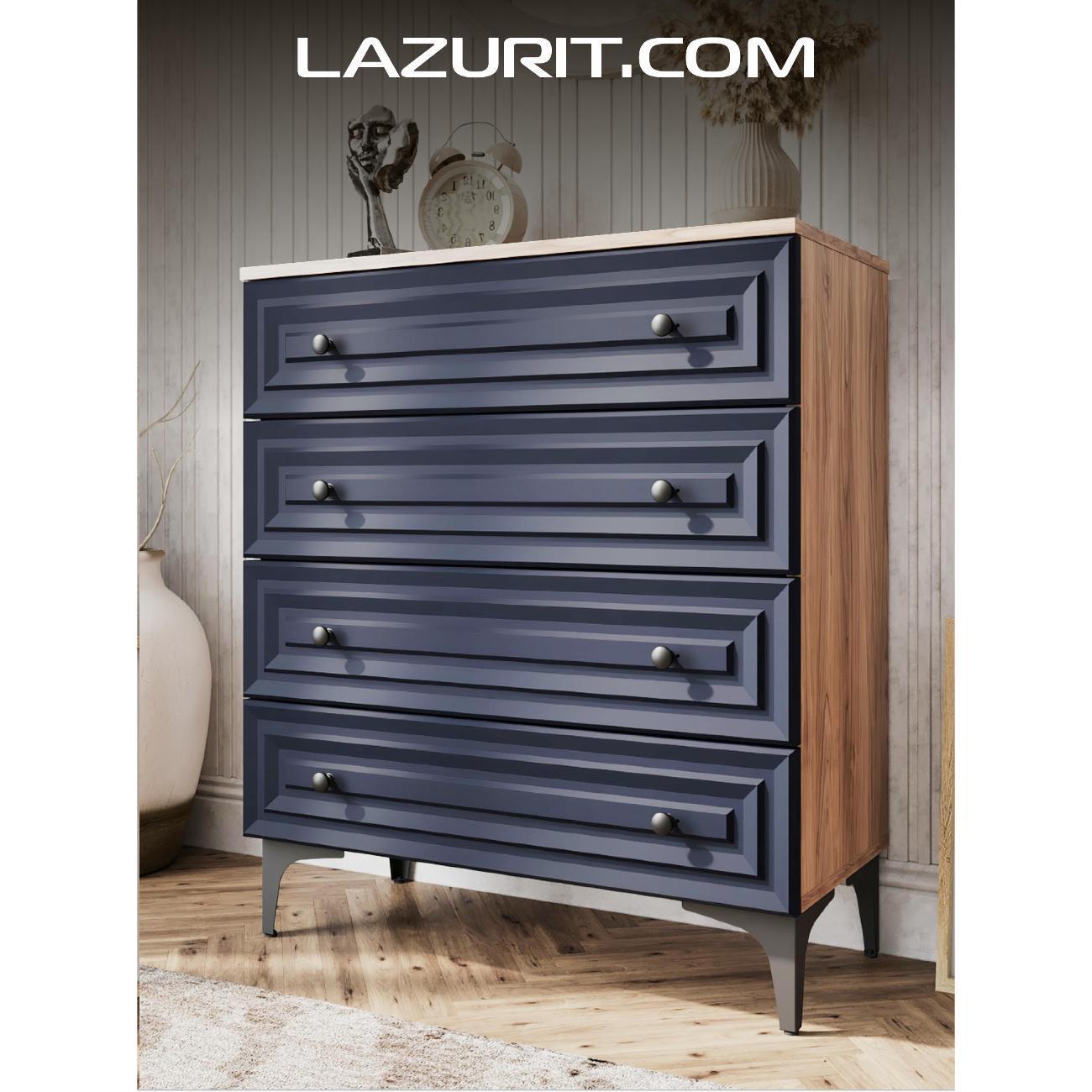 LAZURIT мебель | Kомод с ящиками для одежды LAZURIT мебель Artnuvo синий на ножках