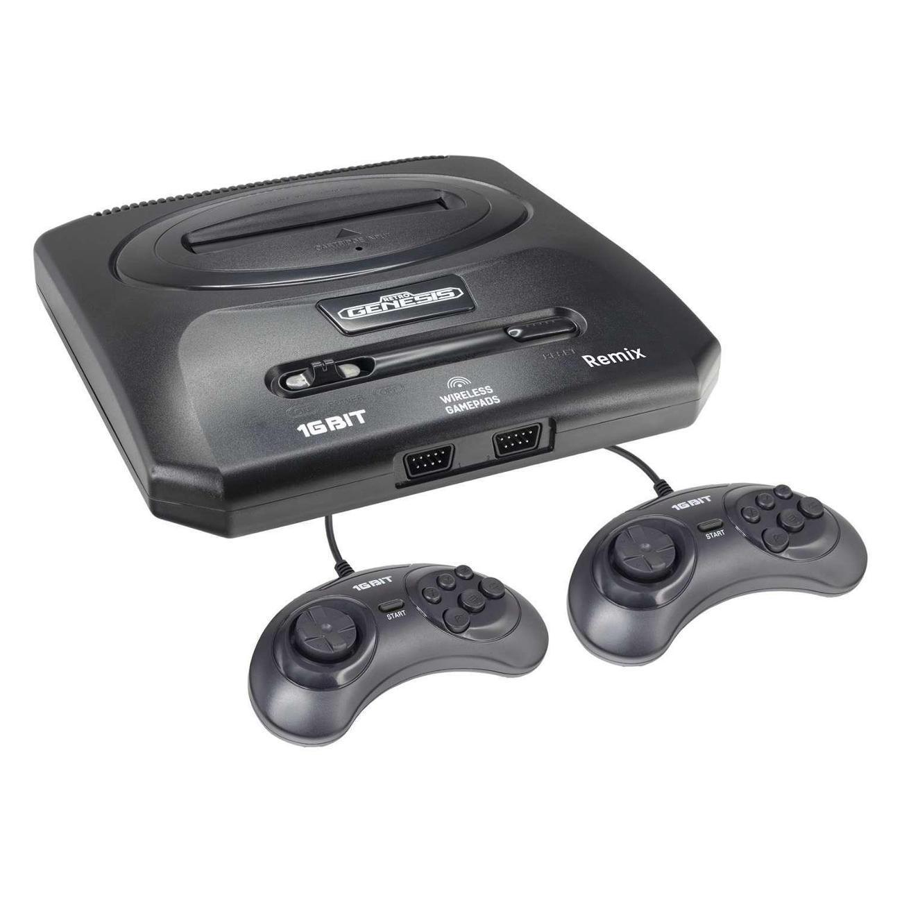 Retro Genesis | Игровая приставка Retro Genesis Remix (8+16Bit) + 600 игр (AV кабель, 2 проводных джойстика)