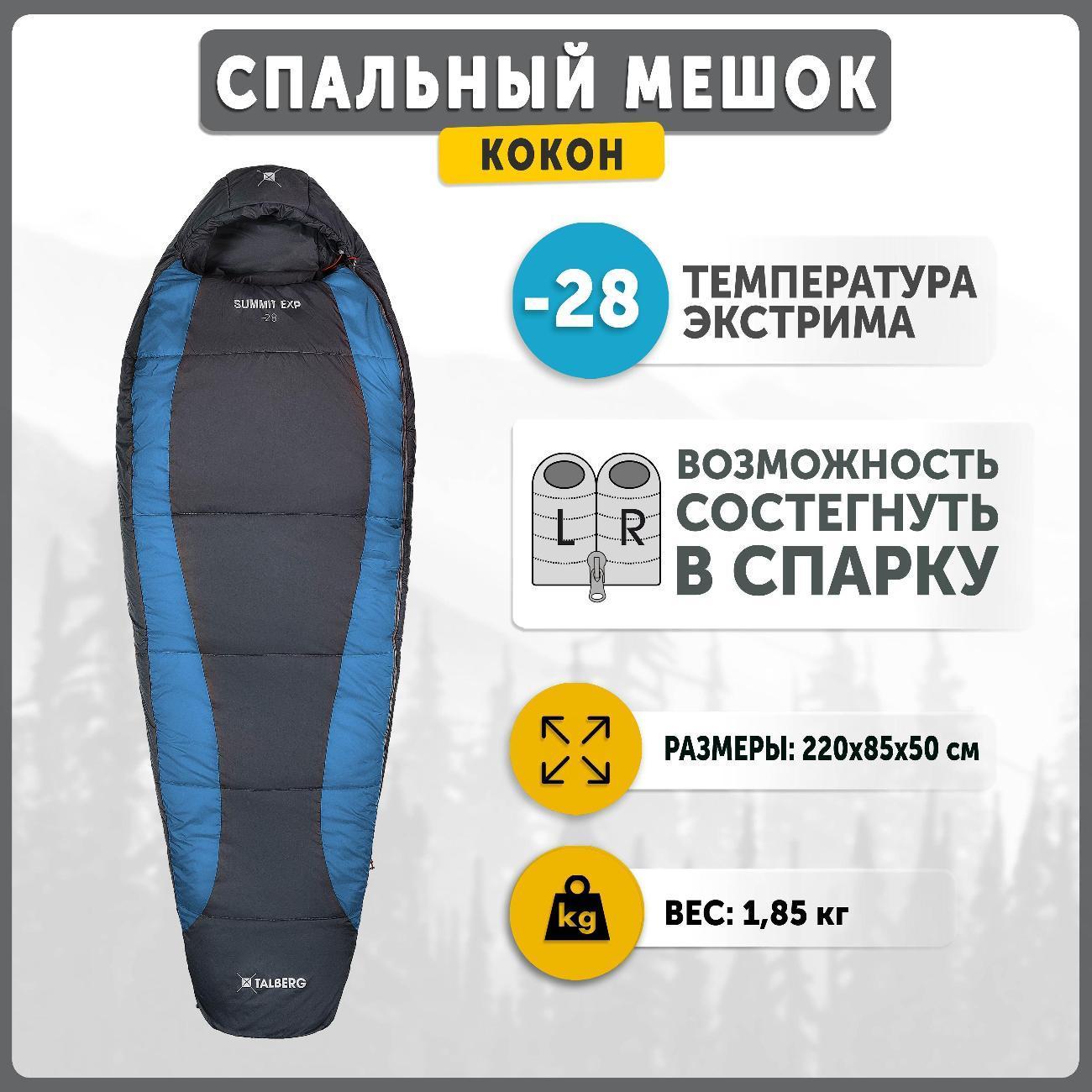 Talberg | Спальный мешок Talberg SUMMIT EXP -28  праваямолния серый с синим