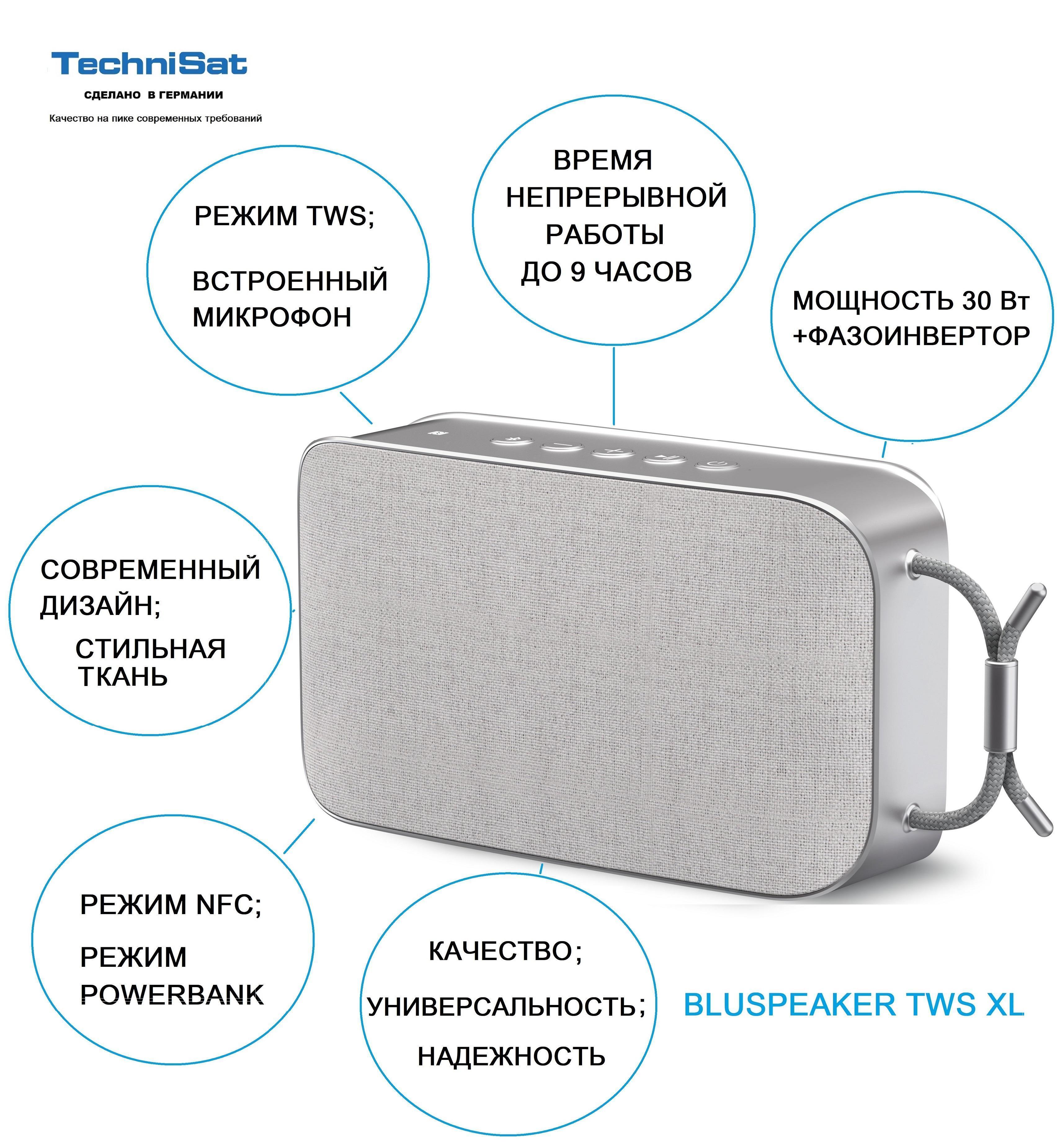 TechniSat | Портативная беспроводная колонка TechniSat Bluspeaker TWS XL, 0001/9119