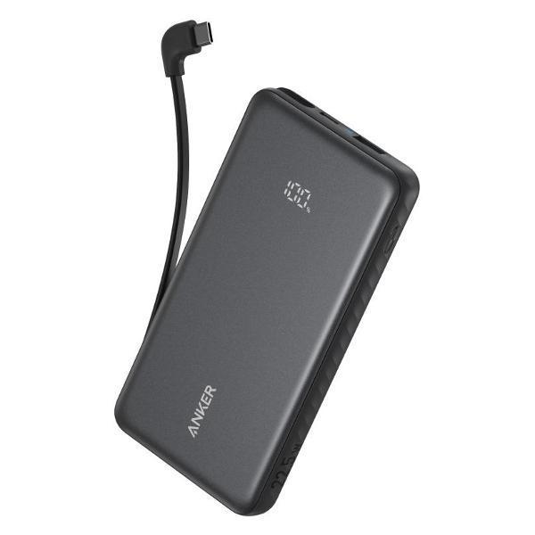 Anker | Внешний аккумулятор Anker Zolo 10K Mah 22.5В встроенный USB-C кабель, черный