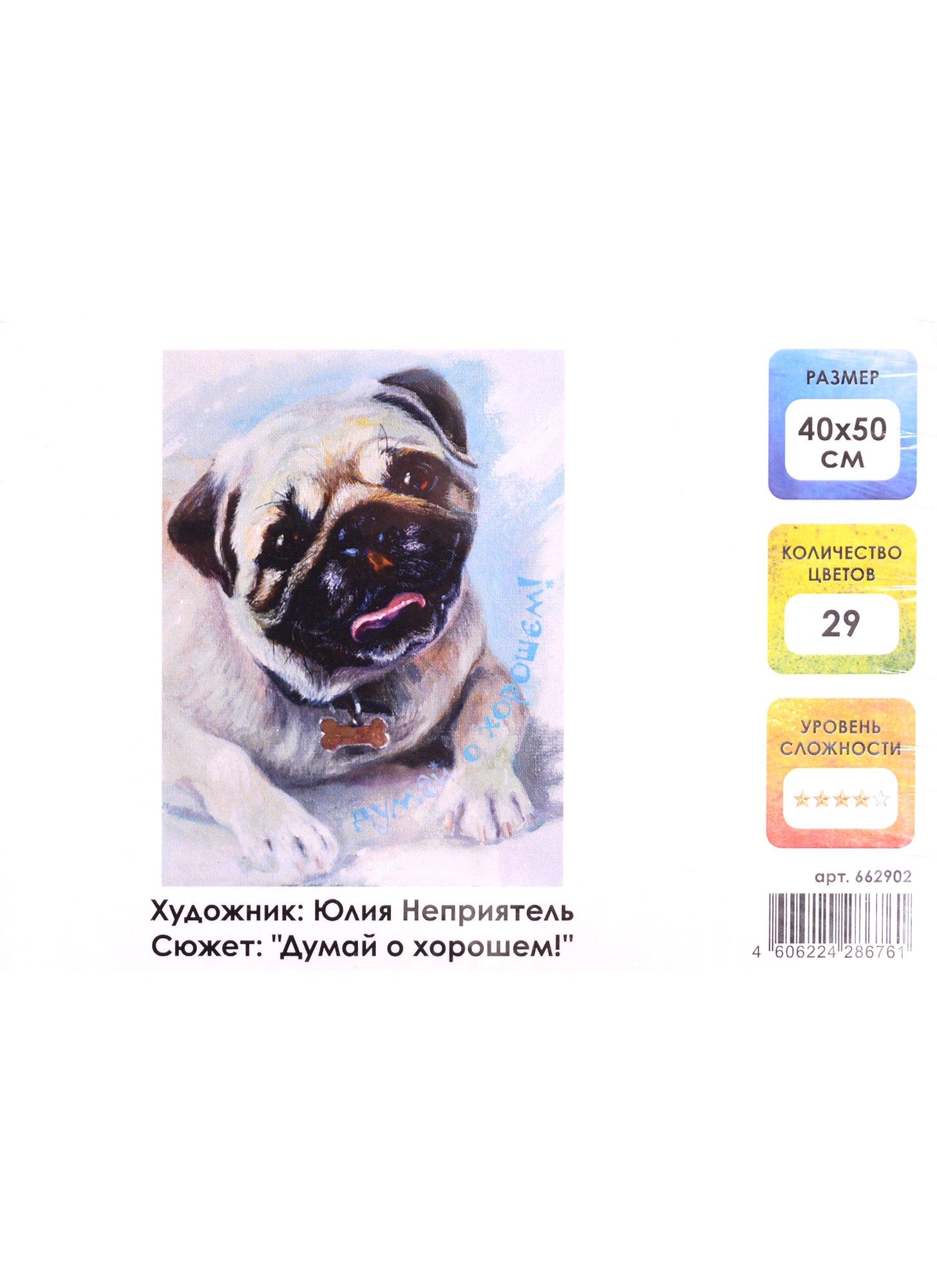 Картина по номерам на холсте с подрамником Думай о хорошем (40х50 см) (29 цв) (662902) (коробка) (Остров сокровищ)