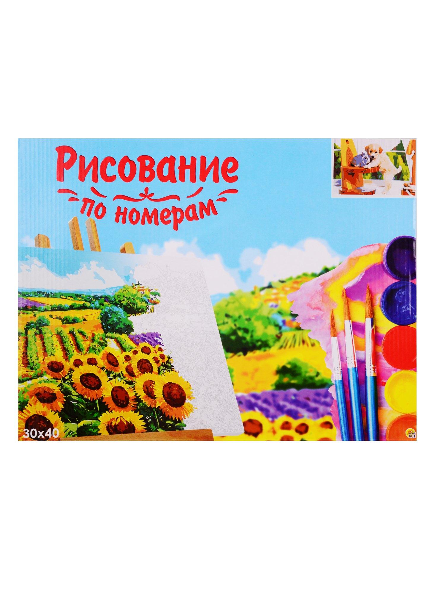 Набор для раскрашивания по номерам ТМ Рыжий Кот Холст Щенок и кролик 30х40см Х-9101