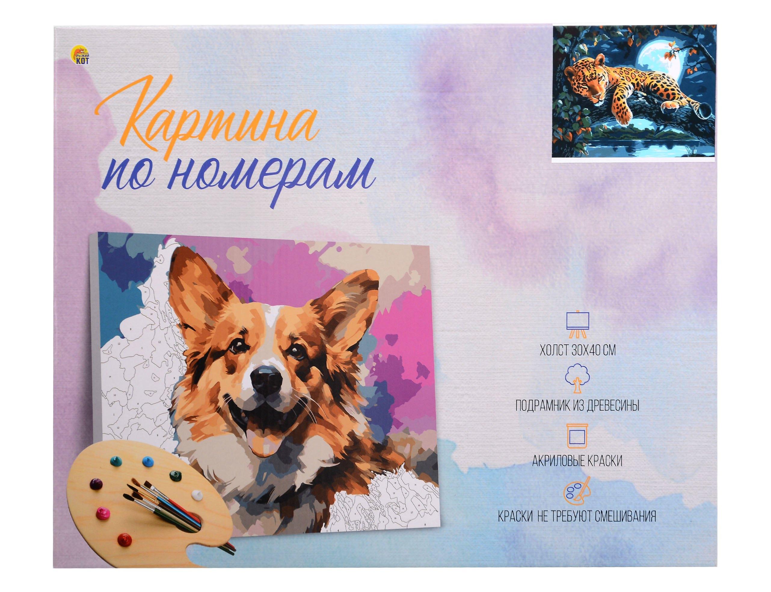 Набор для творчества. Картина по номерам "Ночной леопард на ветке" (30x40 см)