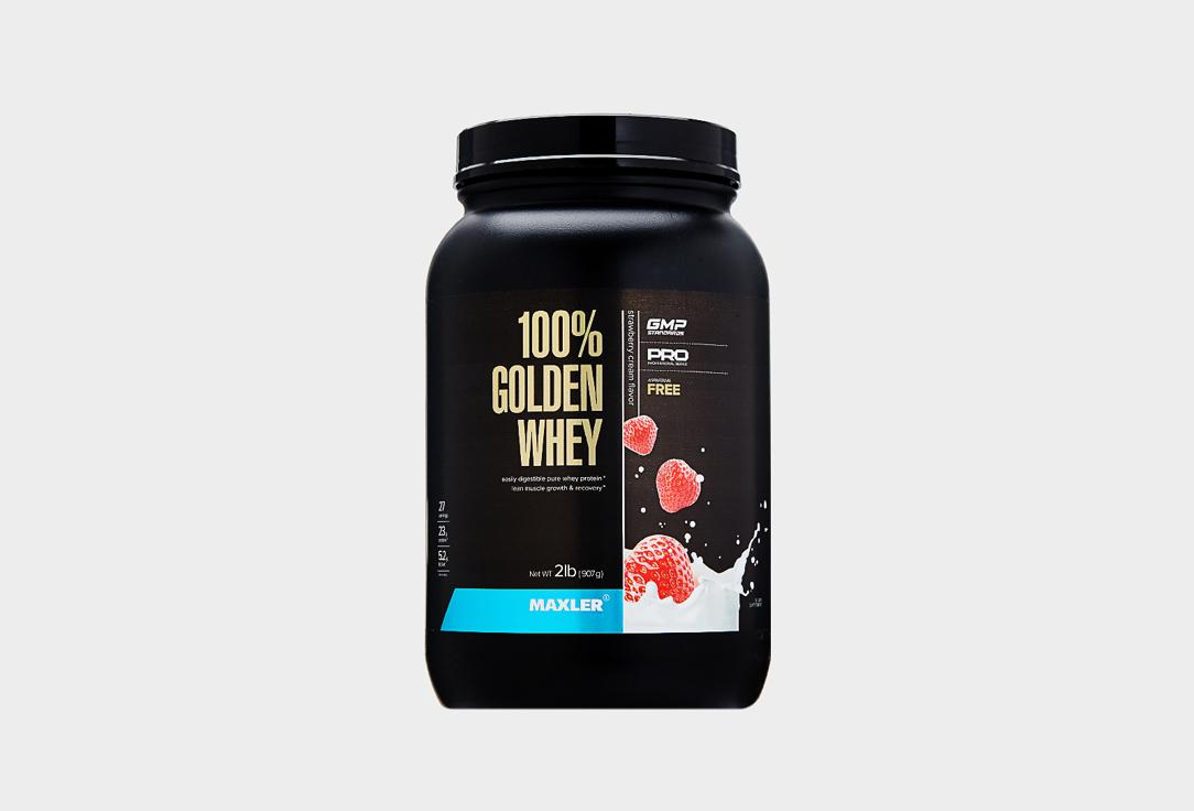 Golden Whey, концентрат сывороточного белка, изолят сывороточного белка, Клубничный крем. 908 г