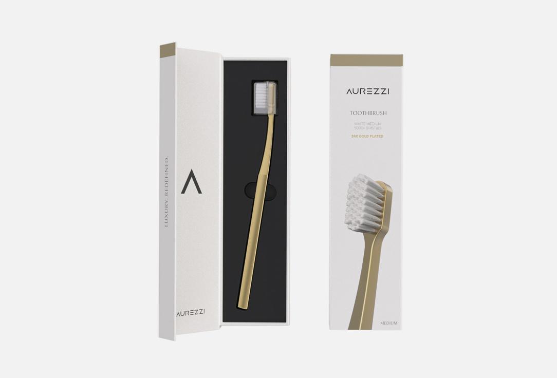 24K Gold White Adult Toothbrush Medium. 1 шт