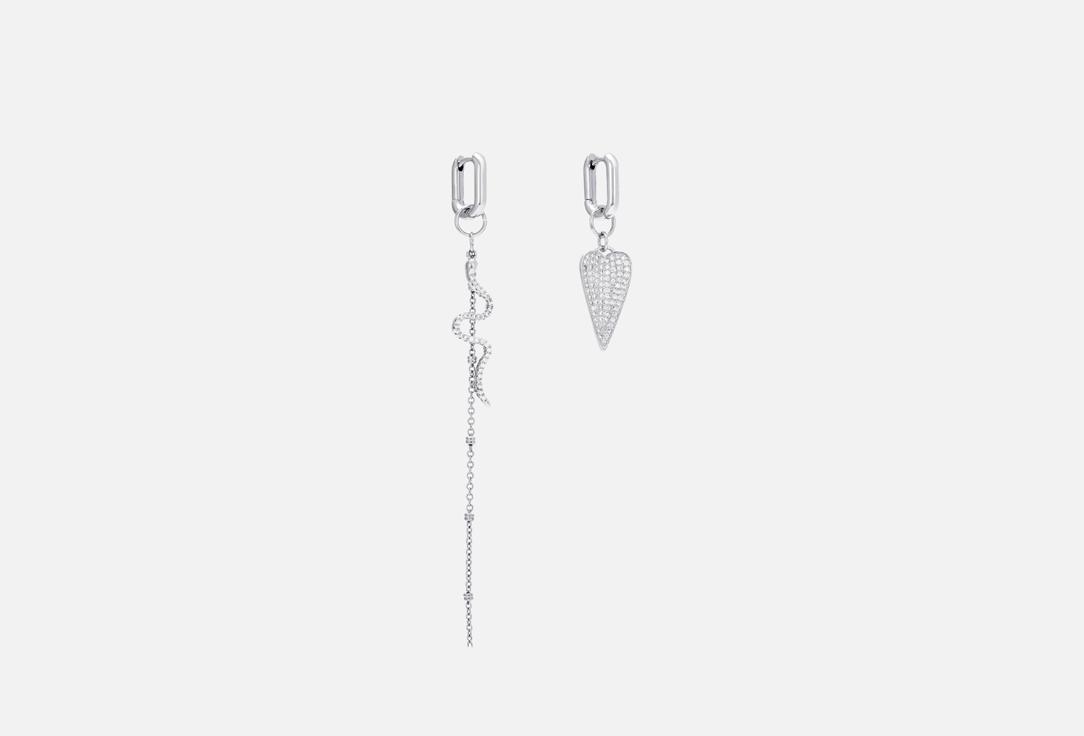 silver snake earrings. Цвет: