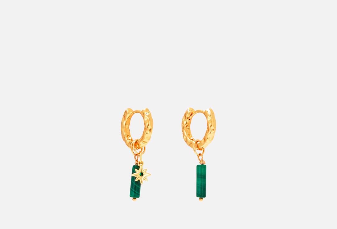 earrings with malachite. Цвет: